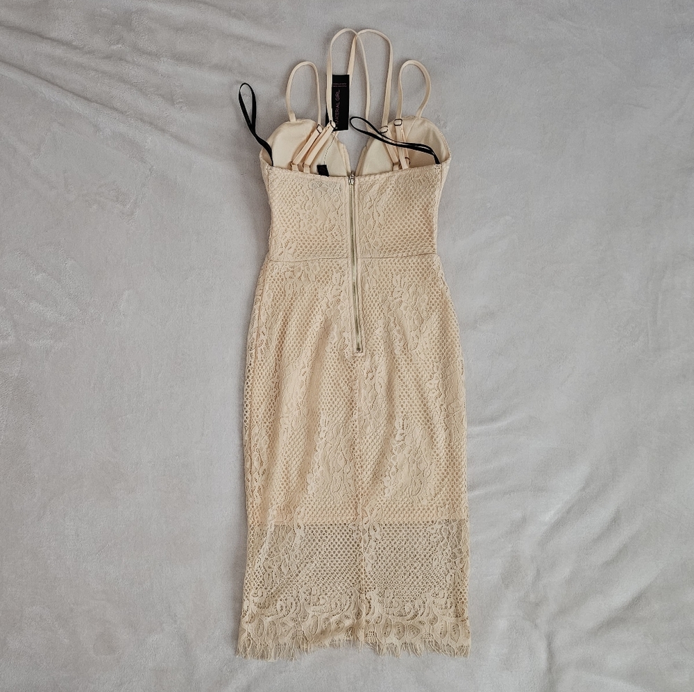 NWT Material Girl Lined Peach Lace Dress - Picture 2 of 6